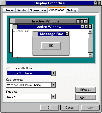 Windows 3 Clasic theme 